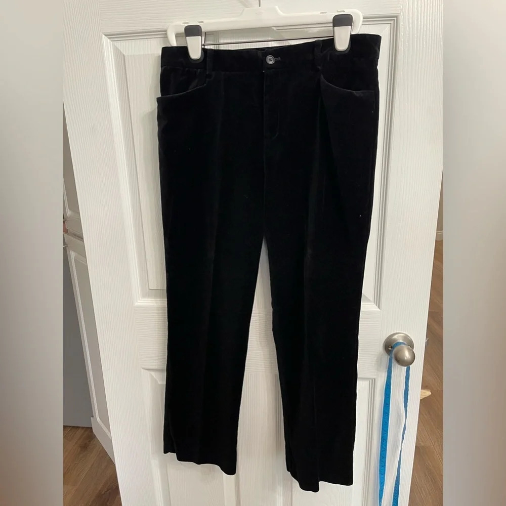 Chaps Petite Womens Pants Size 12P Black Velvet Straight Leg Casual Mid Rise